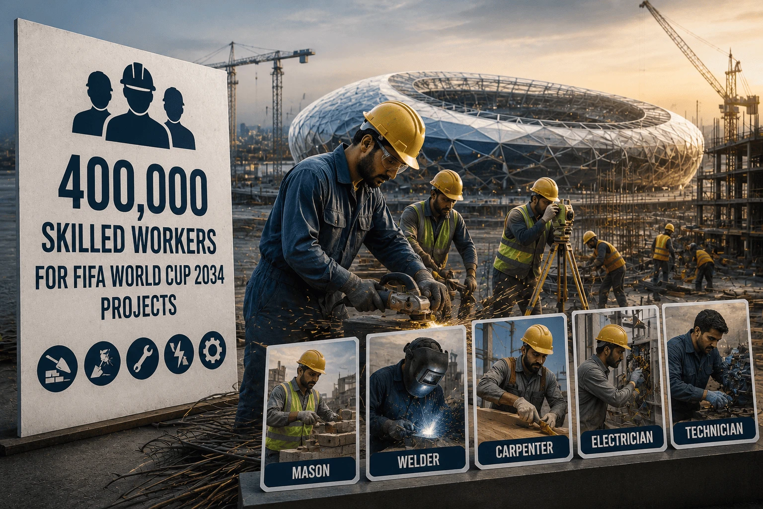 Pakistan Plans to Supply 400,000 Skilled Workers for FIFA World Cup 2034 Projects